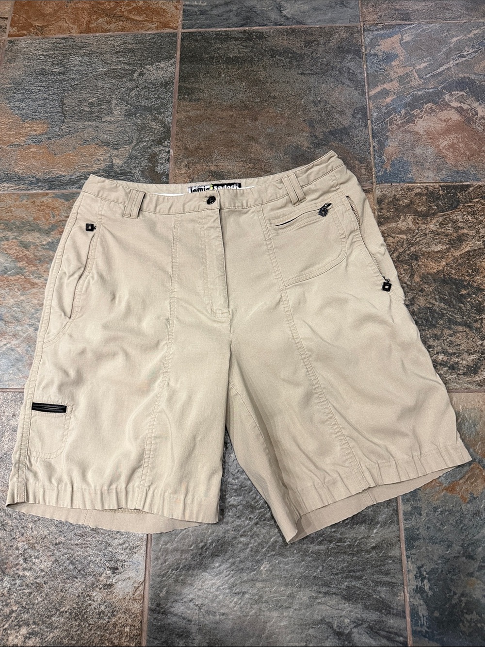 jamie sadock Beige Cargo Shorts with Zip Pockets